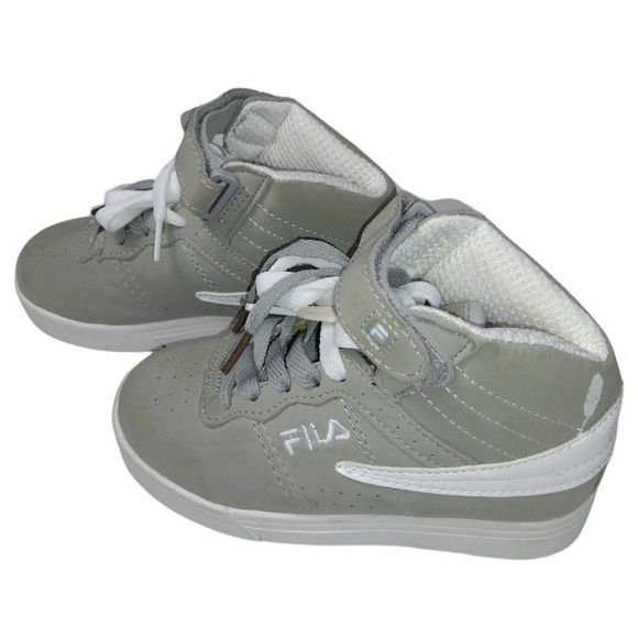 NEW Fila Boys' Vulc Basketball Hightop Shoes Heather Grey/White Size 11½ *Flawed - Picture 3 of 10